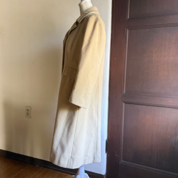 L.C. MAE | 1950s Vintage Wool Cream Double Breasted Long Coat Union Made Medium - Picture 3 of 7